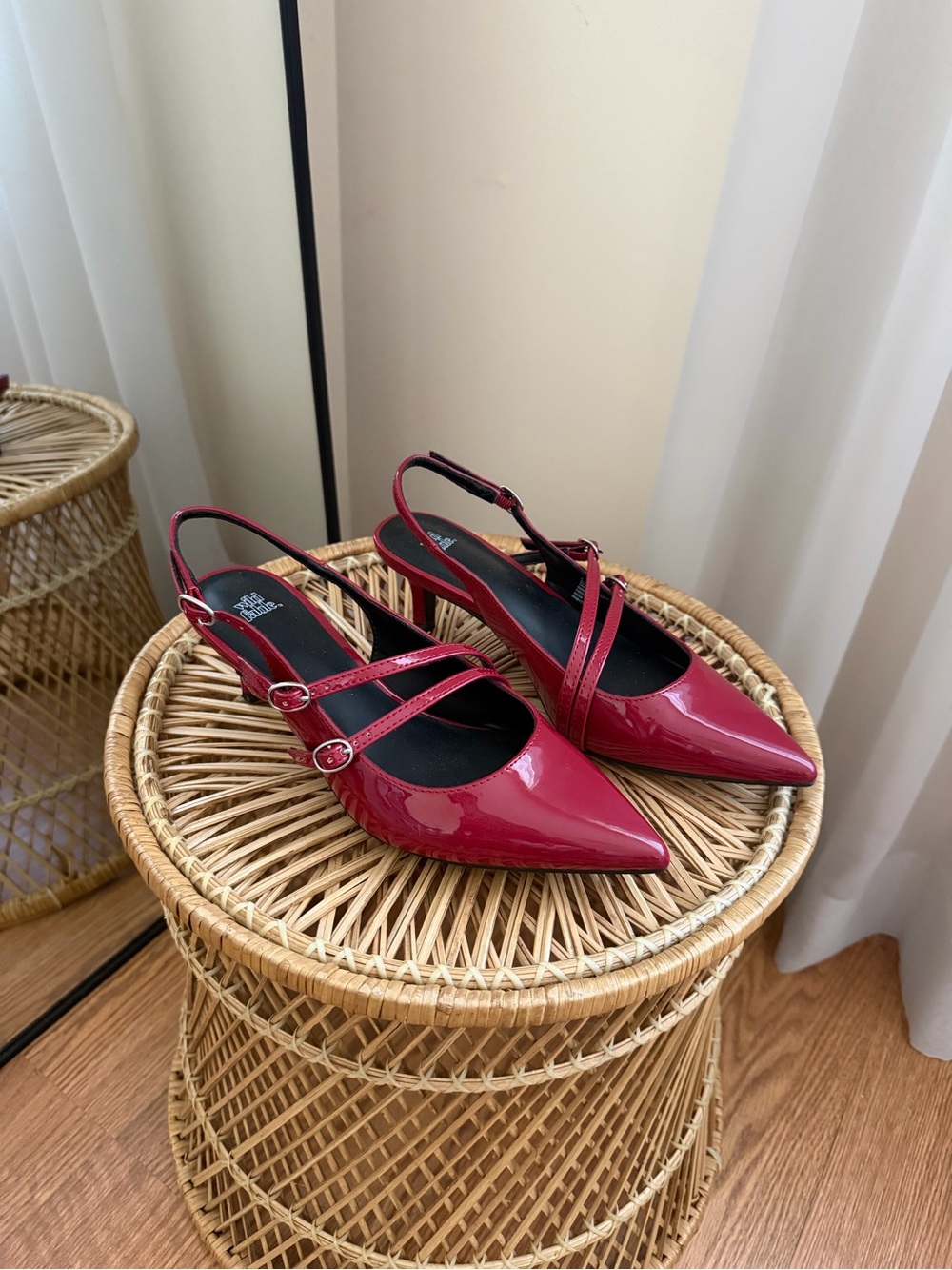Wild Fable Dark Ruby Red Patent Slingback Kitten Heels Size 6